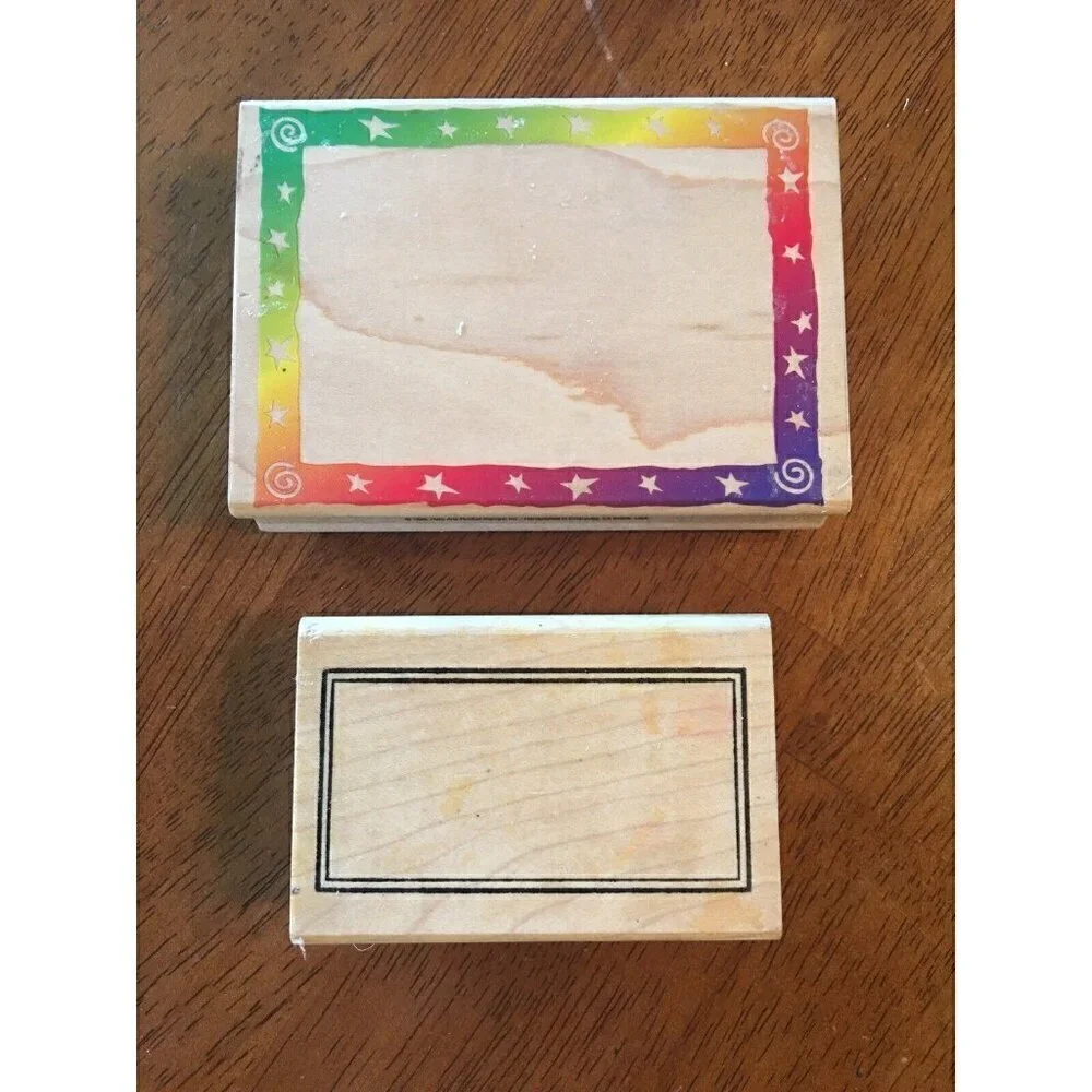 2 Frame Rubber Stamps. Hero Arts H1258 Swirls Stars. Scrapbooking Card Making